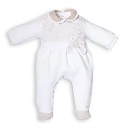 First Rompersuit Couture met Strik - Beige mt 56 en 62