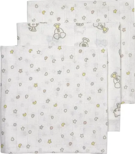 Woezel en Pip hydrofiele doeken. 3 stuks 120x120cm